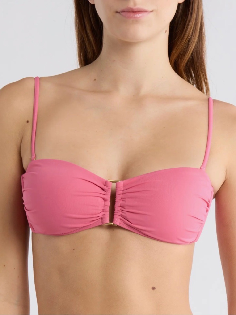 VIX Paula Hermanny Square Bandeau Bikini Top in Pink ORG RETAIL $139 Sz Small